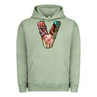 Pigment Oil Green farm life alphabet lowercase letters v Urban Hoodie - BundleAndBundleShop