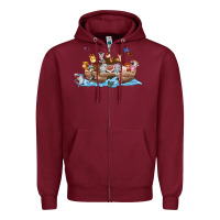 Burgundy noahs ark Zipper Hoodie - texasbilliewilder
