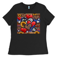 Black 4th of july american hearts Ladies Tee - Jasminsmagicworld