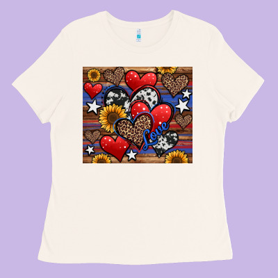 4th Of July American Hearts Ladies Tee Designed By Jasminsmagicworld