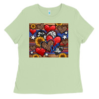 Matcha 4th of july american hearts Ladies Tee - Jasminsmagicworld