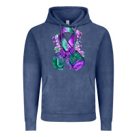 Vintage Denim purple and green anal cancer with boxing gloves na Vintage Hoodie - NancyCooperArtShop