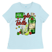 Baby Blue gin`gle bells with bottle and cocktail Ladies Tee - AdoDesignShop