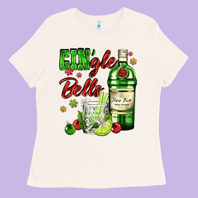 Gin`gle Bells With Bottle And Cocktail Ladies Tee Designed By Adodesignshop
