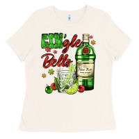 Bone gin`gle bells with bottle and cocktail Ladies Tee - AdoDesignShop