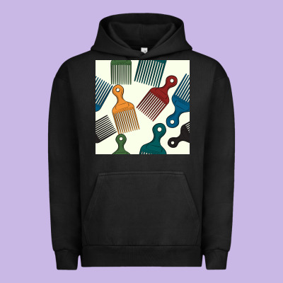 Afro Combs Seamless Patterns Urban Hoodie Designed By Bundleandbundleshop