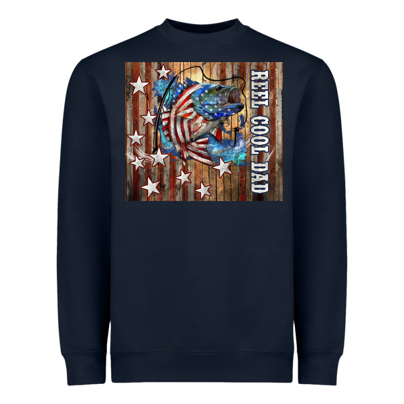 Western Reel Cool Dad American Flag Bass Heavyweight Sweatshirt by LillyAllenDesigns | Teevron