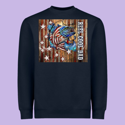 Western Reel Cool Dad American Flag Bass Heavyweight Sweatshirt Designed By Lillyallendesigns