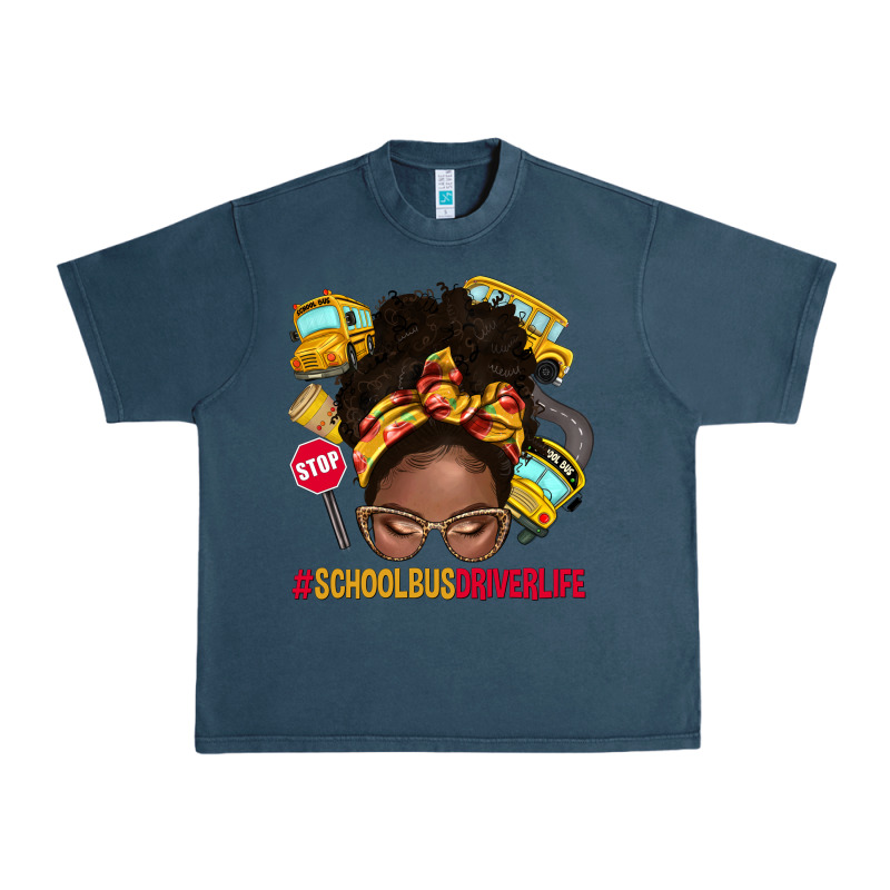 School Bus Driver Life Afro Messy Bun Urban Heavy Tee by NancyCooperArtShop | Teevron