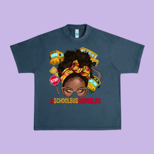 School Bus Driver Life Afro Messy Bun Urban Heavy Tee Designed By Nancycooperartshop