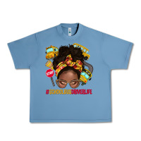 Pebble Blue school bus driver life afro messy bun Urban Heavy Tee - NancyCooperArtShop