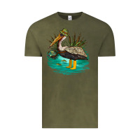 Vintage Olive fishing pelican camp Vintage Tee - NancyCooperArtShop