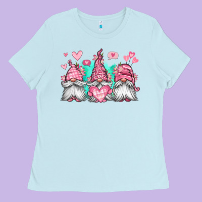 Valentines Day Gnomes Ladies Tee Designed By Jasminsmagicworld