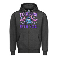 Charcoal Heather touch me and i will bite you Zipper Hoodie - texasbilliewilder