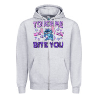 Heather Grey touch me and i will bite you Zipper Hoodie - texasbilliewilder