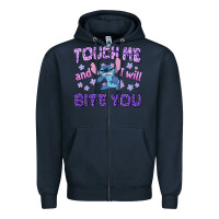 Navy touch me and i will bite you Zipper Hoodie - texasbilliewilder