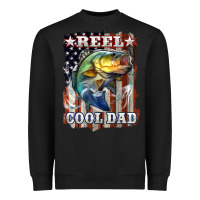 Black Reel Cool Dad Bass 4th of July Heavyweight Sweatshirt - LillyAllenDesigns