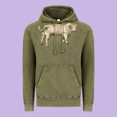 Charolais Bull Vintage Hoodie Designed By Ranaportraitstore