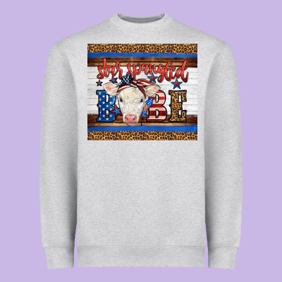 4th Of July Western Star Spangled Baby Cow Heavyweight Sweatshirt Designed By Lillyallendesigns