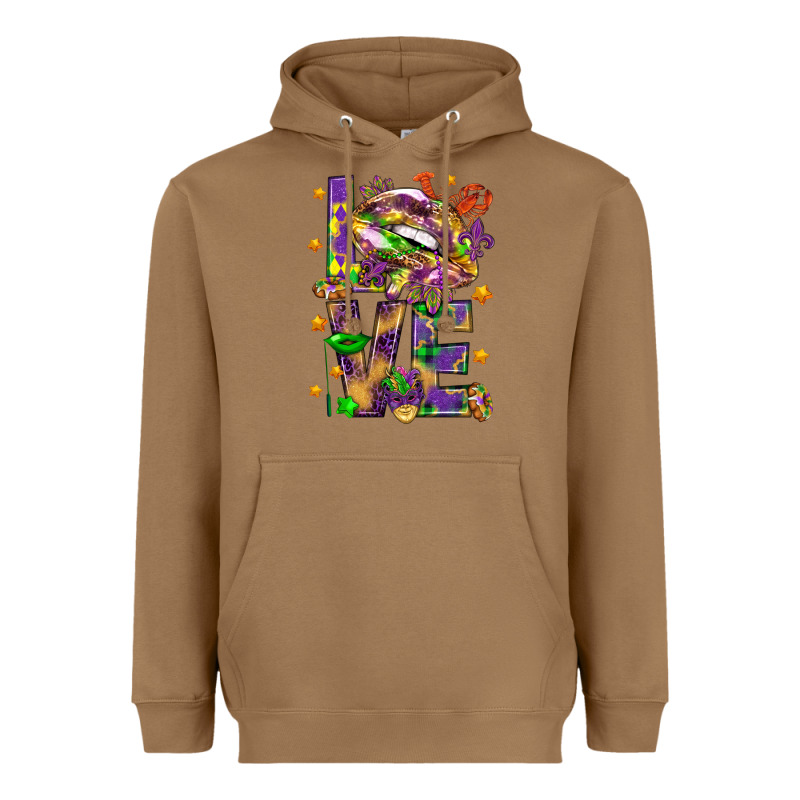 Mardi Gras Love Lips Heavyweight Hoodie by HowdyJamesFarm | Teevron