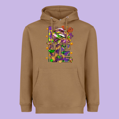Mardi Gras Love Lips Heavyweight Hoodie Designed By Howdyjamesfarm