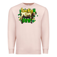 Pale Pink St. Patrick's Day Cow Premium Sweatshirt - HowdyJamesFarm