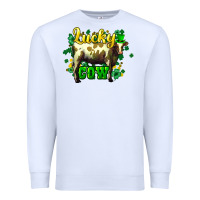 White St. Patrick's Day Cow Premium Sweatshirt - HowdyJamesFarm