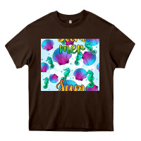 Chocolate Brown seahorse and sea shell seamless pattern Heavy Core Tee - BundleAndBundleShop