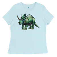 Baby Blue dinosaur triceratops Ladies Tee - Artiststas
