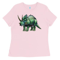 Bubblegum Pink dinosaur triceratops Ladies Tee - Artiststas