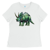 White dinosaur triceratops Ladies Tee - Artiststas