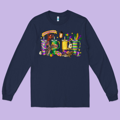 Obsessive Cup Disorder Mardi Gras Long Sleeve Tee Designed By Lillyallendesigns