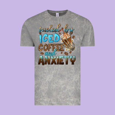 Fueled By Iced Coffee And Anxiety Vintage Tee Designed By Nancycooperartshop