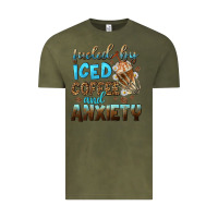 Vintage Olive fueled by iced coffee and anxiety Vintage Tee - NancyCooperArtShop
