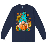 Navy Fall Gnome Long Sleeve Tee - RanaPortraitStore