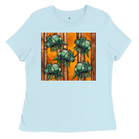 Baby Blue dinosaur triceratops Ladies Tee - Artiststas