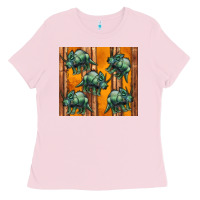 Bubblegum Pink dinosaur triceratops Ladies Tee - Artiststas