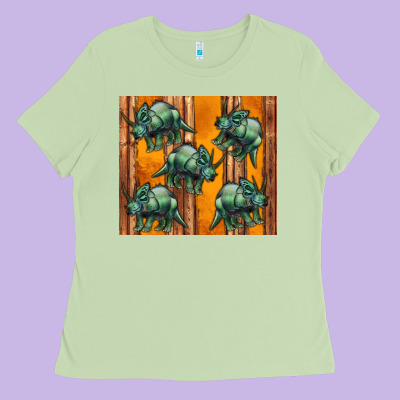 Dinosaur Triceratops Ladies Tee Designed By Artiststas