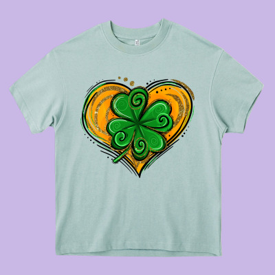 St. Patrick's Day Heart With Shamrock Heavy Core Tee Designed By Jasminsmagicworld