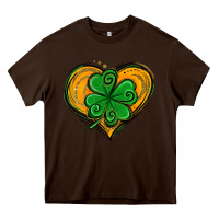 Chocolate Brown St. Patrick's Day Heart with Shamrock Heavy Core Tee - Jasminsmagicworld