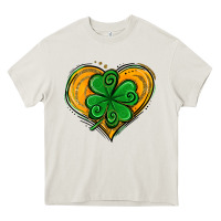 Cream St. Patrick's Day Heart with Shamrock Heavy Core Tee - Jasminsmagicworld