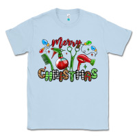 Dusty Blue merry christmas hair dresser Classic Tee - MaliasSmallBusiness