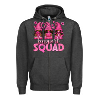 Charcoal Heather breast cancer afro gnomies support squad Zipper Hoodie - texasbilliewilder