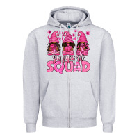 Heather Grey breast cancer afro gnomies support squad Zipper Hoodie - texasbilliewilder