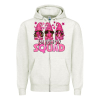 Oatmeal Heather breast cancer afro gnomies support squad Zipper Hoodie - texasbilliewilder