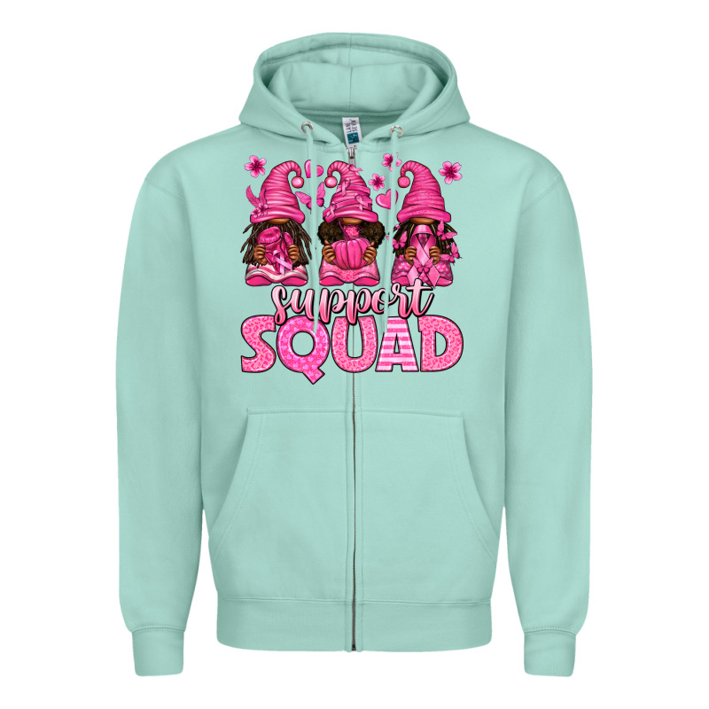 Breast Cancer Afro Gnomies Support Squad Zipper Hoodie by texasbilliewilder | Teevron