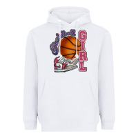 White Basketball girl Heavyweight Hoodie - HowdyJamesFarm