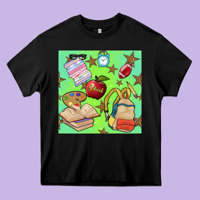 School Seamless Pattern Heavy Core Tee Designed By Bundleandbundleshop