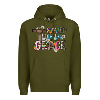 Army Green Saved by his grace Easter Day Premium Hoodie - HowdyJamesFarm