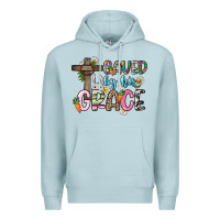 Blue Mist Saved by his grace Easter Day Premium Hoodie - HowdyJamesFarm
